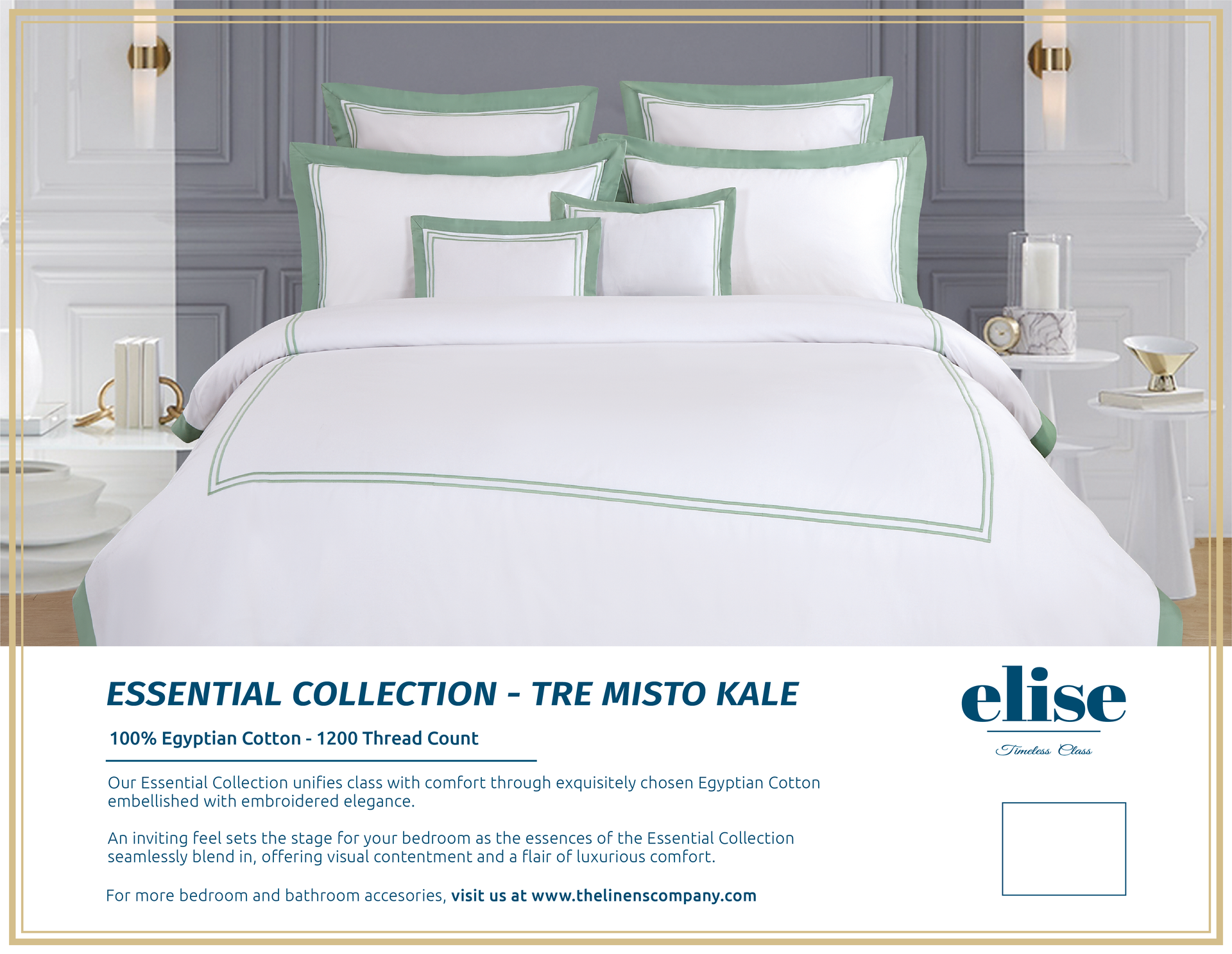elise: 1200TC Egyptian Cotton Tre Misto Inclusive of Duvet Cover Set - Kale (OUT OF STOCK)