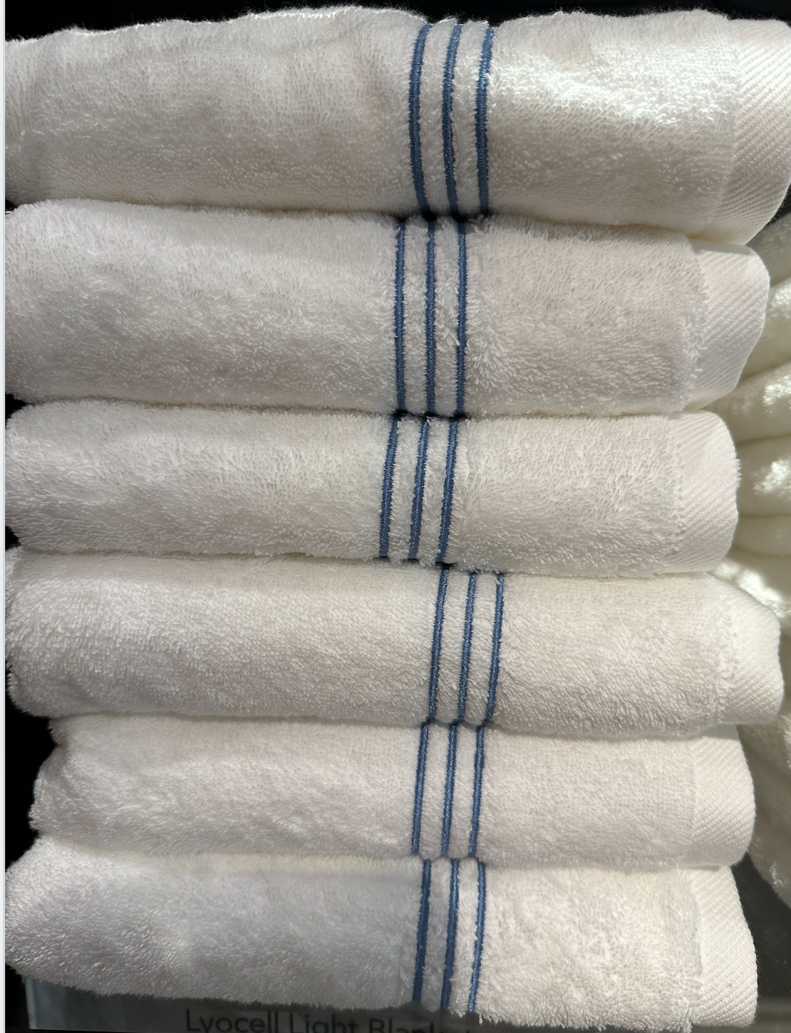 Pratesi Three Line Border White/Blue Bath