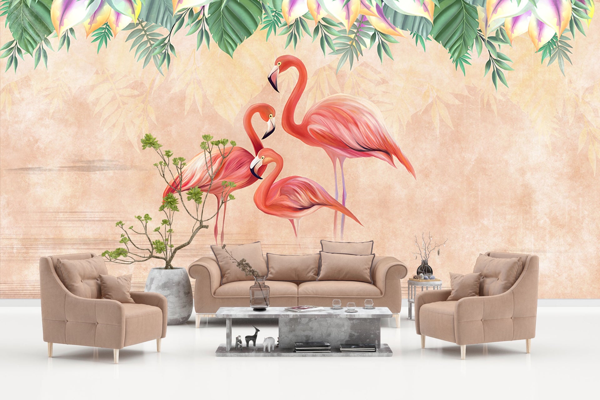 Flamingo Paradise Wallpaper (per 10 sq ft.)