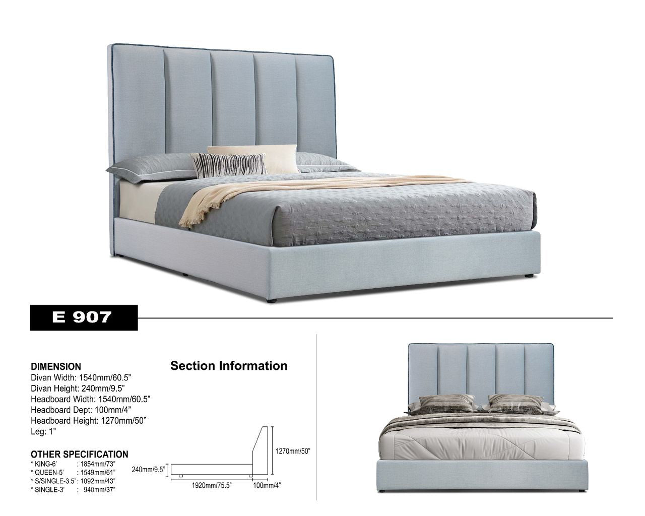 Aurora Bedframe E907 – Timeless Elegance, Unmatched Comfort