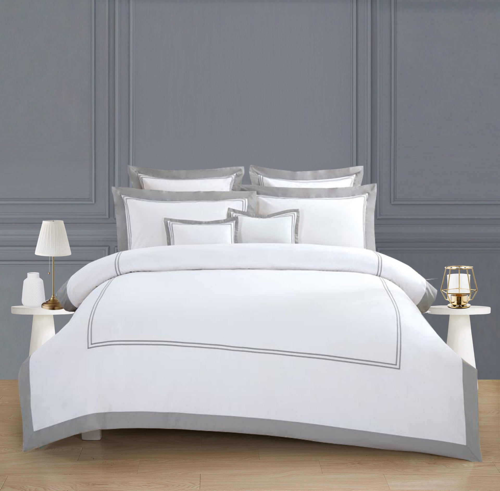 elise: 1200TC Egyptian Cotton Tre Misto Inclusive of Duvet Cover Set - Grey