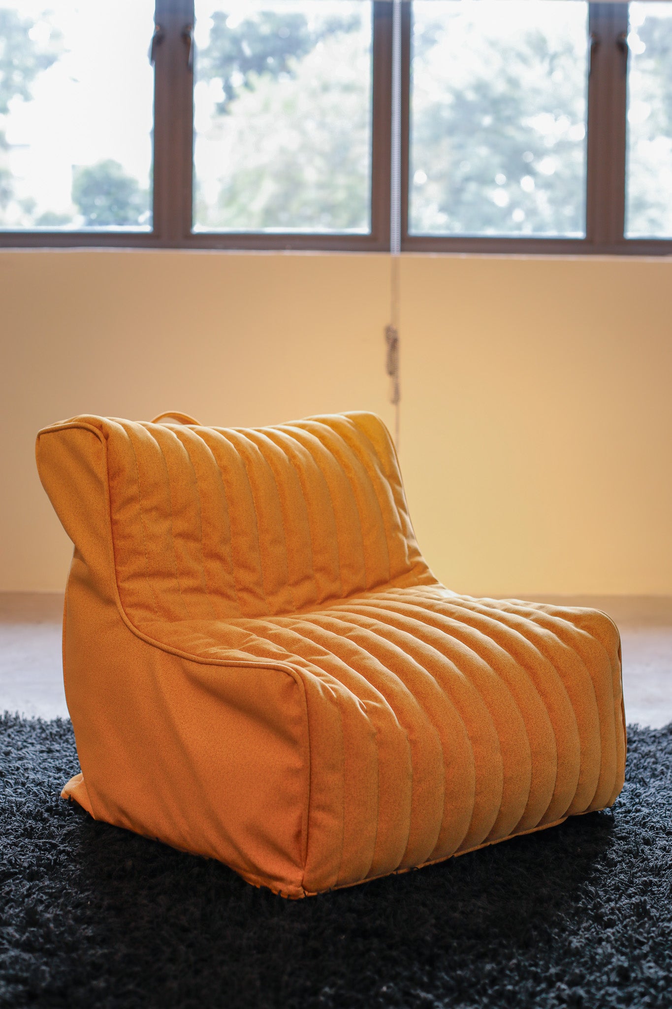 Poufy Beanbag Single Sofa - Yellow