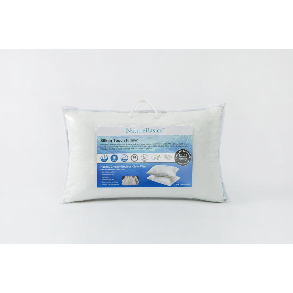 Nature Basics Silken Touch Pillow | Fabric: Silken Fabric 320 TC | Filling: Endless Clear Fiber | Smooth and silky