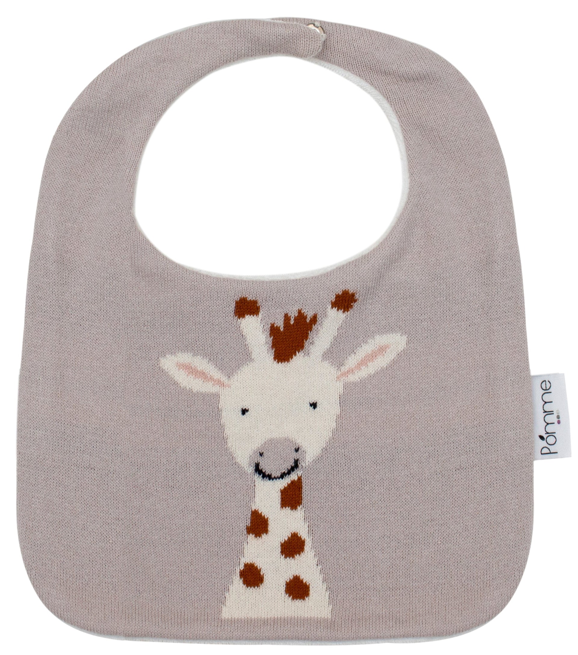 Pomme - Charming Giraffe Baby Bib - Perfect for Your Little One | 100% Cotton, Knitted and Dyed