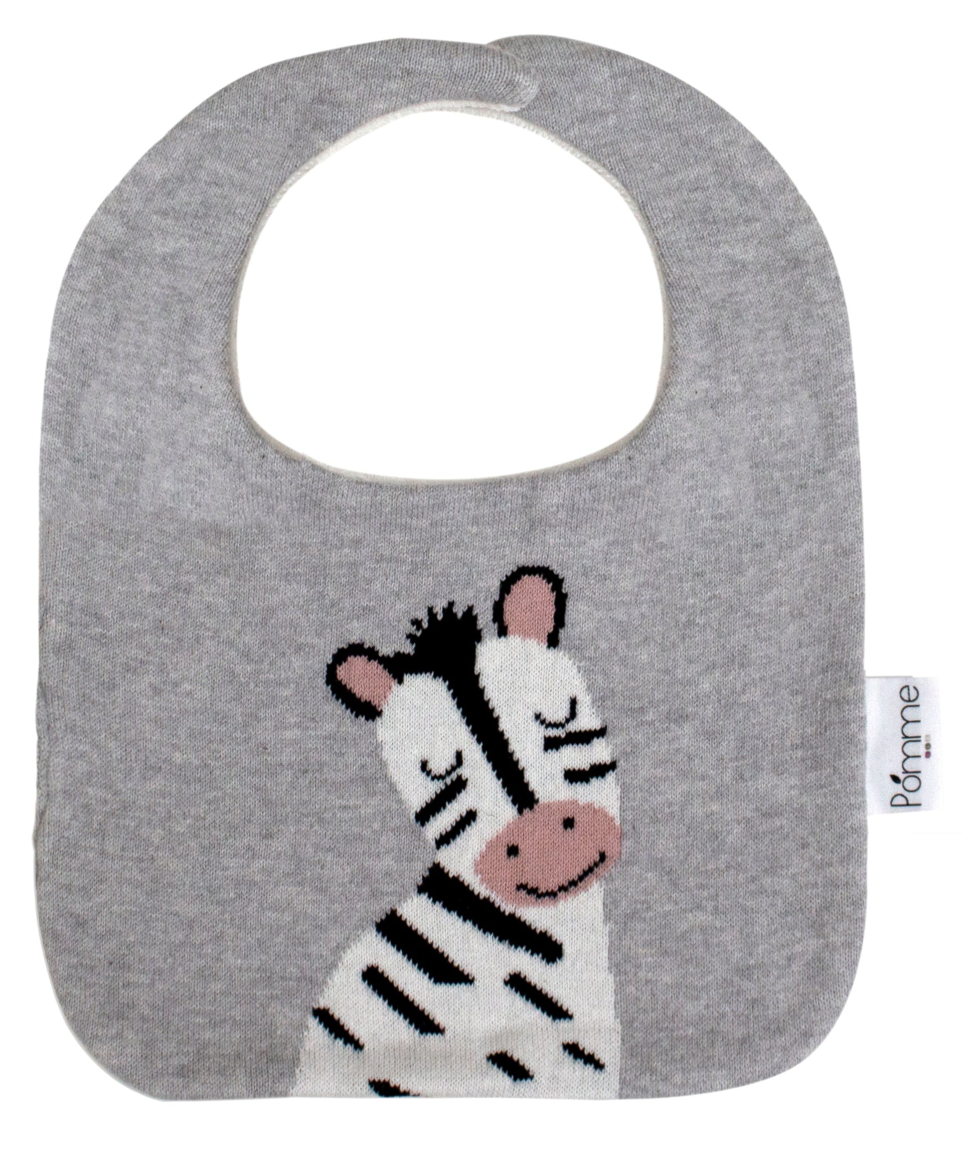 Pomme - Playful Zebra Baby Bib - Fun and Functional for Toddlers | 100% Cotton, Knitted and Dyed