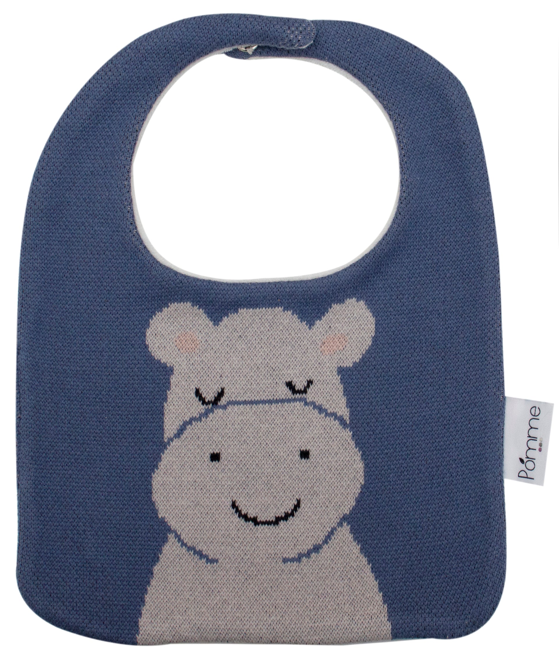 Pomme - Cute Hippo Baby Bib - Ideal for Mess-Free Mealtime | Soft and Absorbent, 100% Cotton