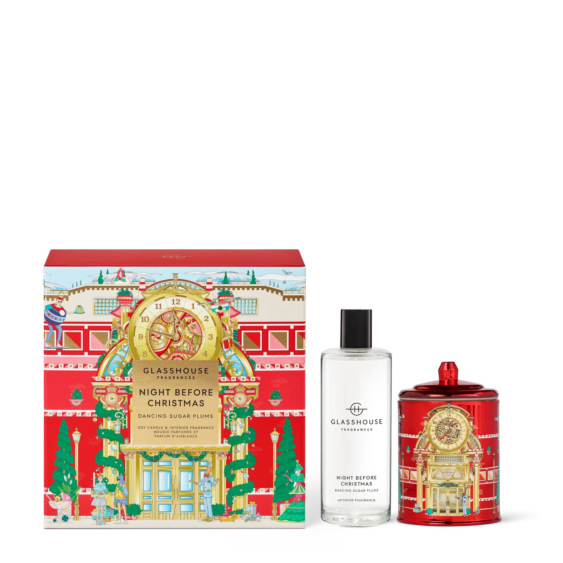 Glasshouse Christmas Gift Sets 2025 | 200g Candle & 150ml Interior Fragrance - Night Before Christmas