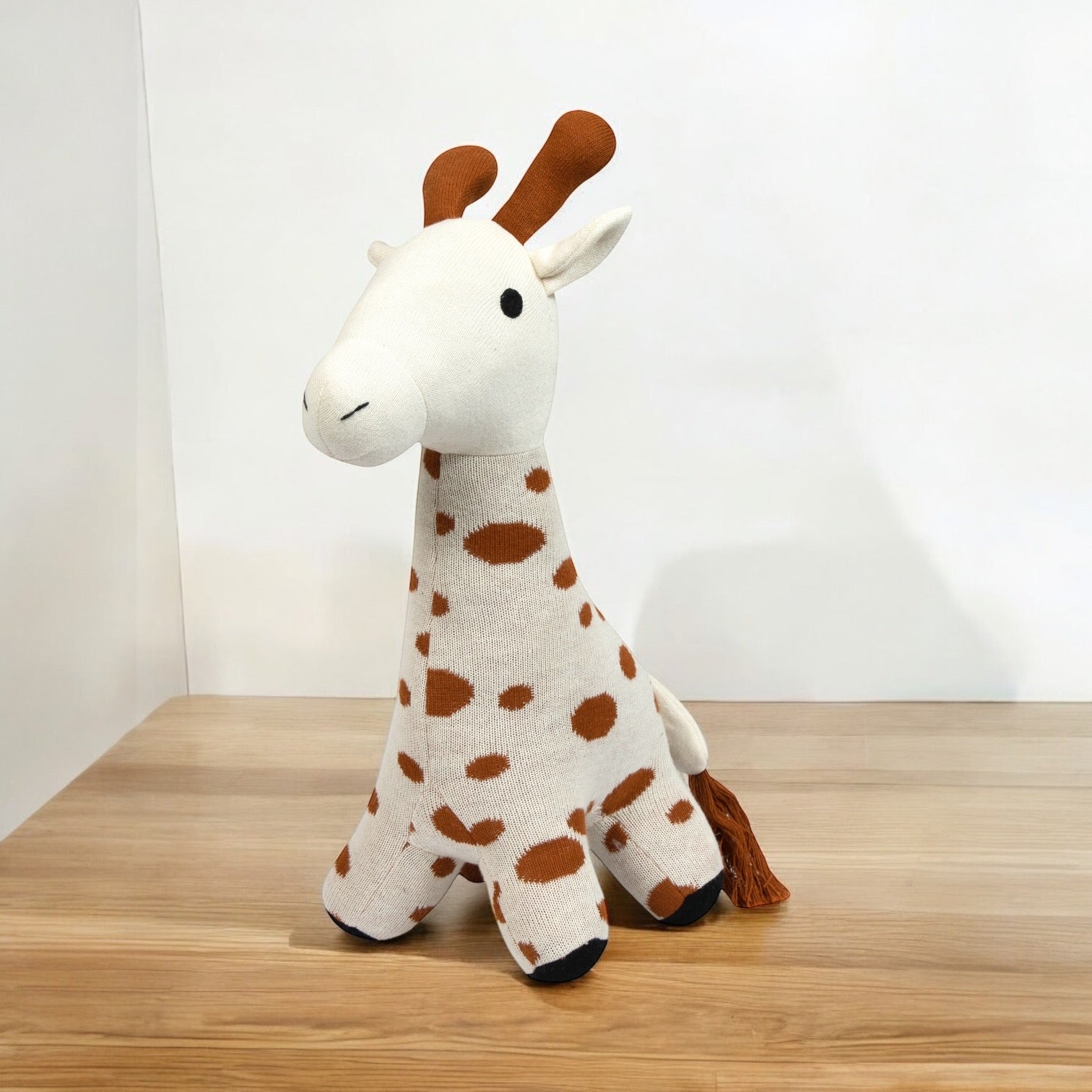 Pomme - Cotton Knitted Soft Toy - Brown Giraffe