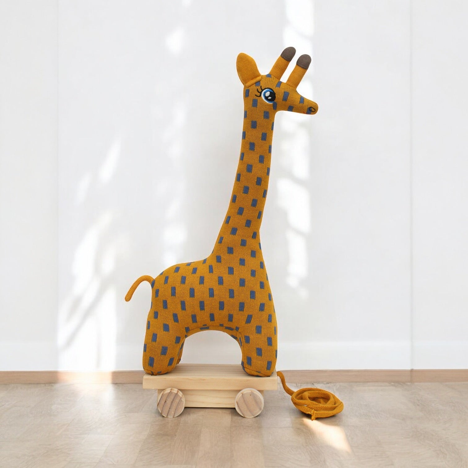 Pomme - Cotton Knitted Soft Pull Toy - Giraffe