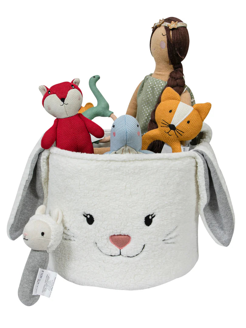 Pomme - Adorable Animal Felt Storage Baskets for Kids – Perfect for Toys, Laundry, and Nursery Organization - 100% Cotton Knitted Dyed Storage Basket