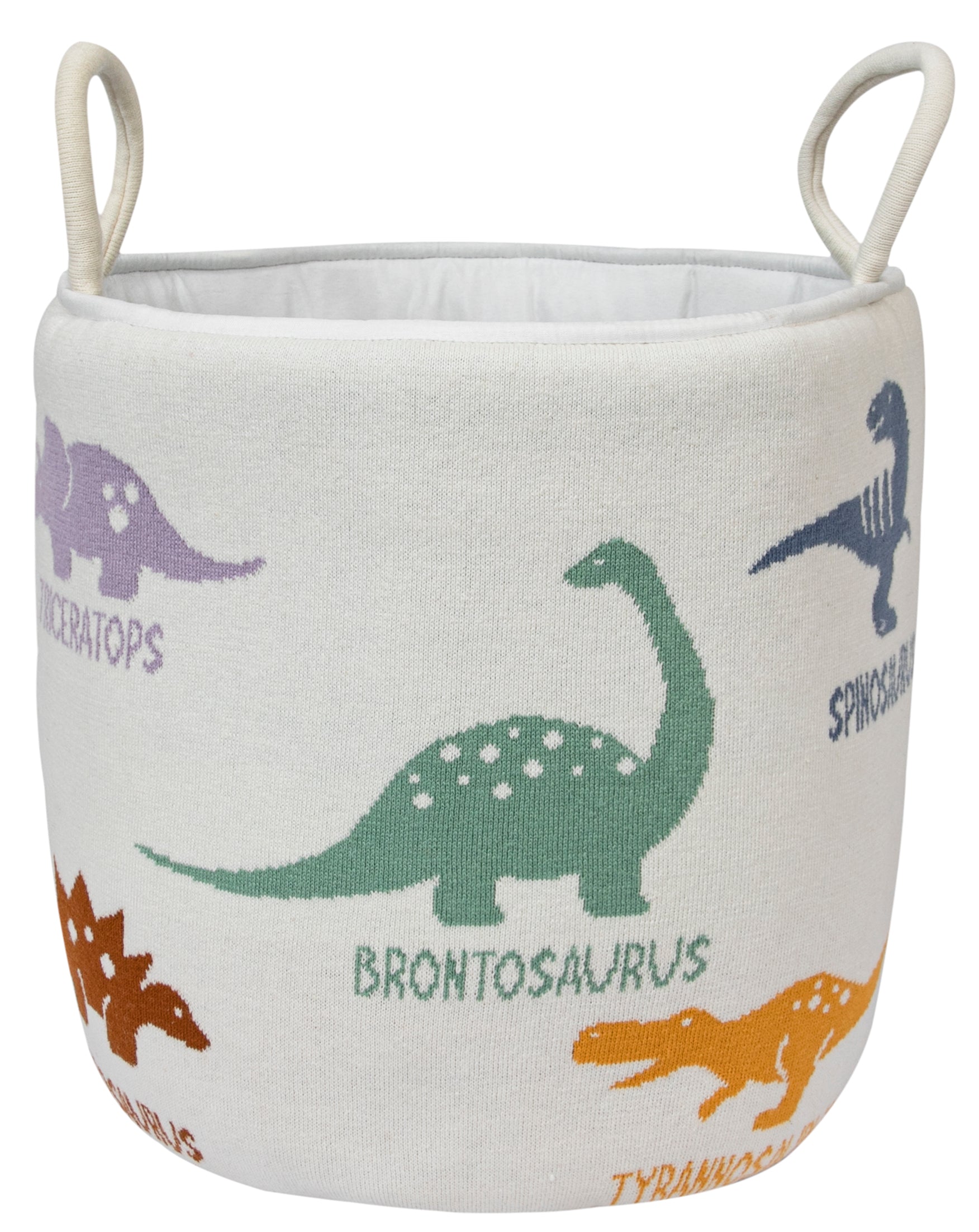 Pomme - Playful Dinosaur Felt Storage Basket – Ideal for Kids' Toys and Room Décor - 100% Cotton Knitted Dyed Storage Basket