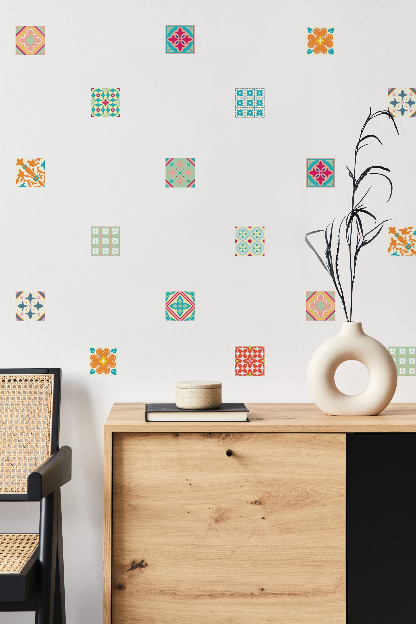 Wall Decals – Peranakan Floral Tiles on wall
