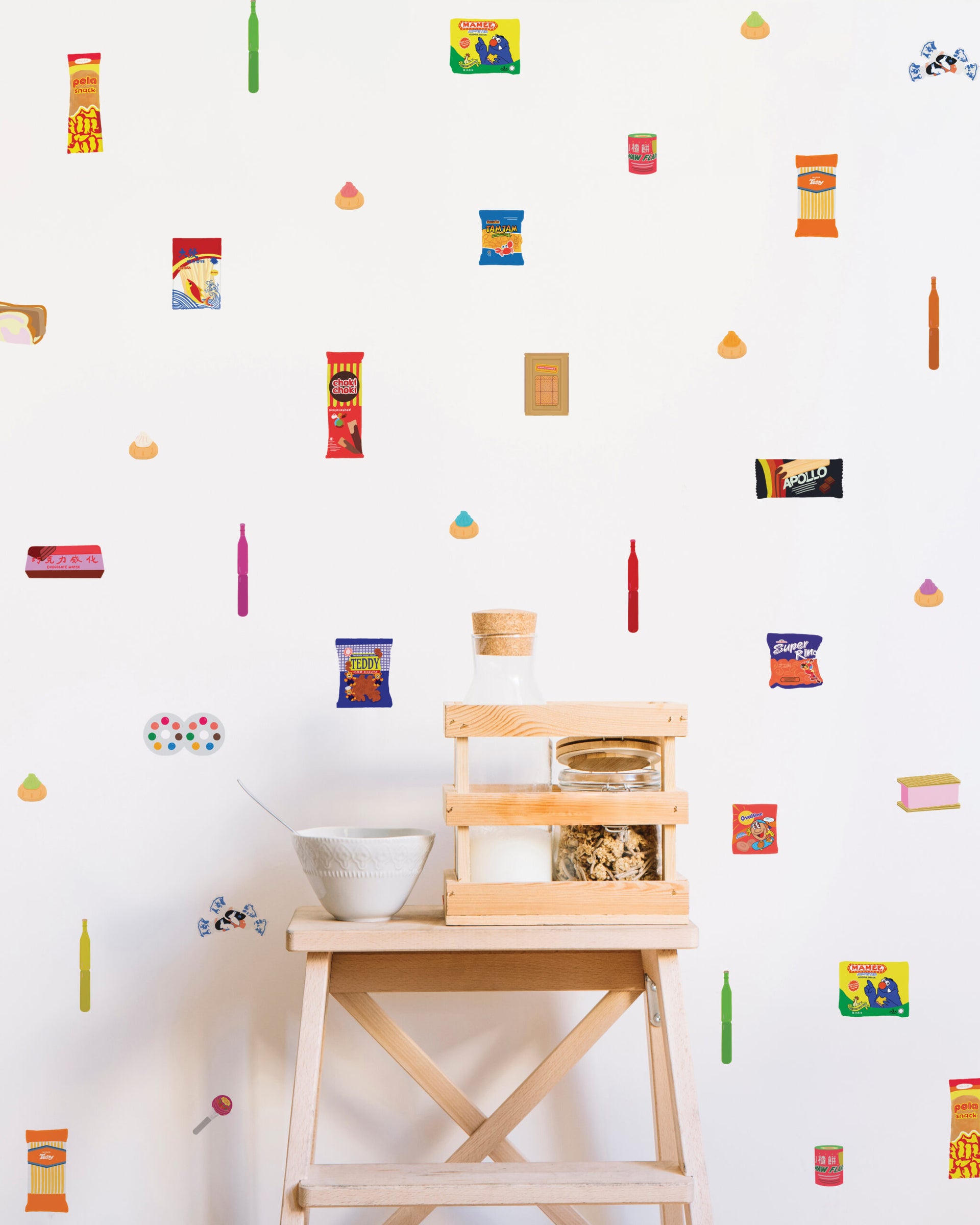 Wall Decals – Singaporean Old School Snacks on wall