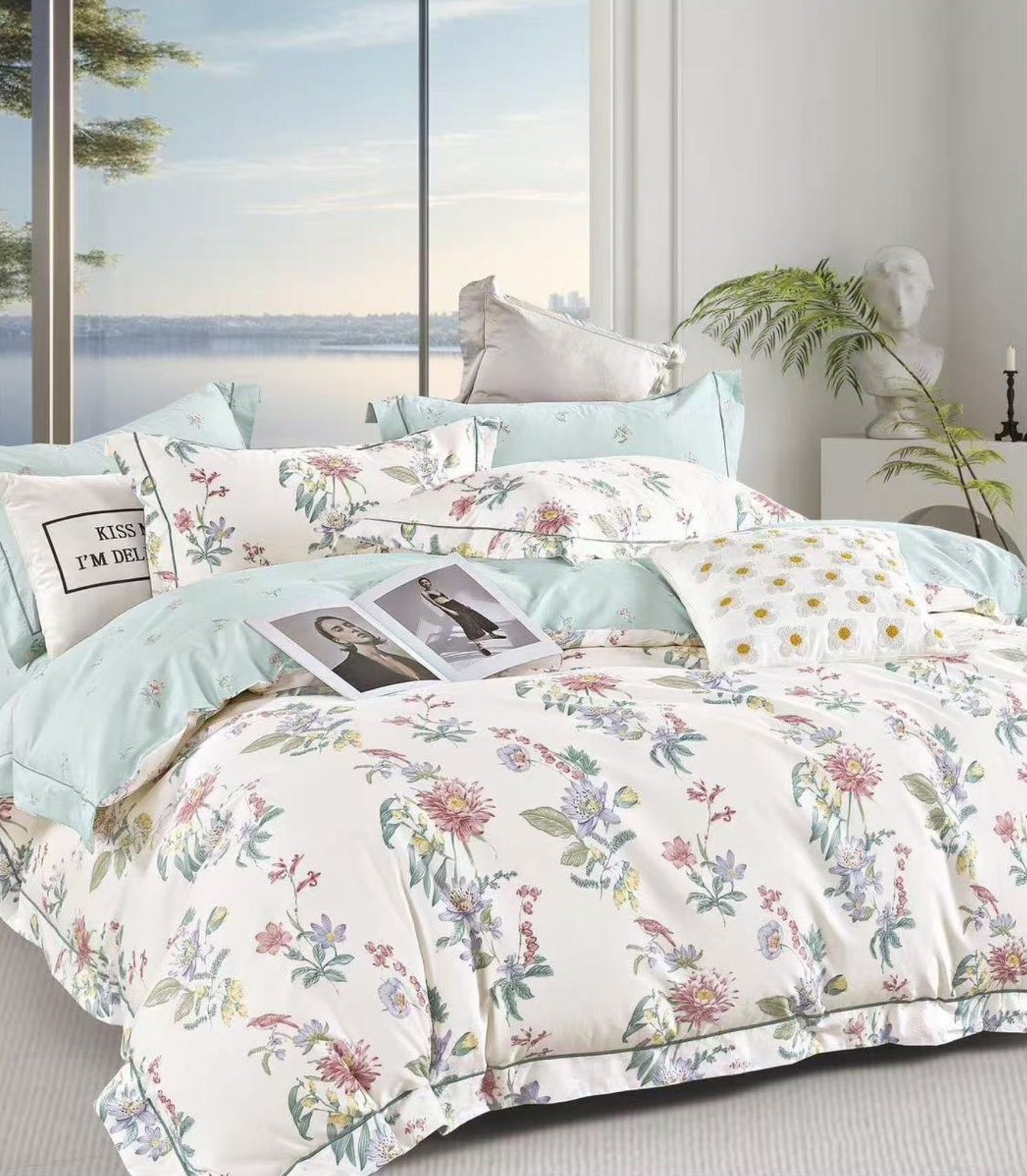 100% Cotton 930TC Single Light Comforter + 2 Pillow Case Set - Victoria