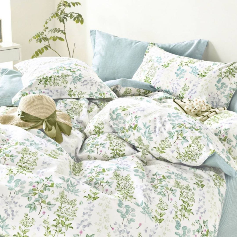 100% Cotton 930TC Single Light Comforter + 2 Pillow Case Set - Clover