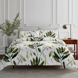 elise: 100% Cotton 930TC 240x250cm Light Comforter + 2 Pillow Case Set - Fernery Weave