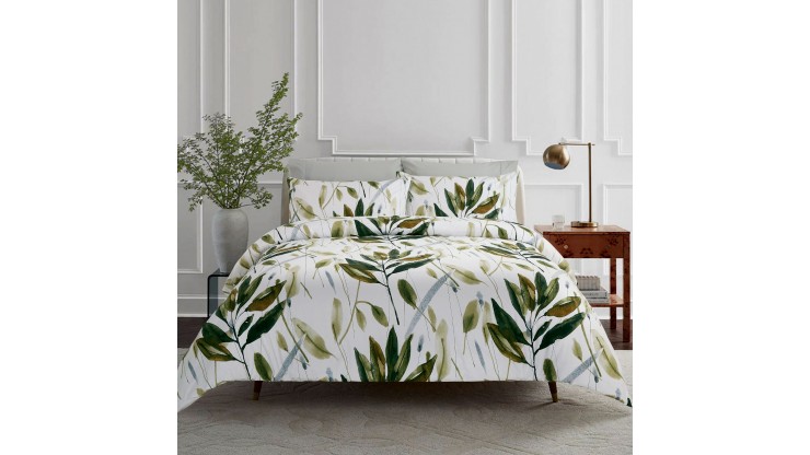 elise: 100% Cotton 930TC 240x250cm Light Comforter + 2 Pillow Case Set - Fernery Weave