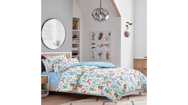 elise: 100% Cotton 930TC Children Light Comforter + 2 Pillow Case Set - Rabbit Garden